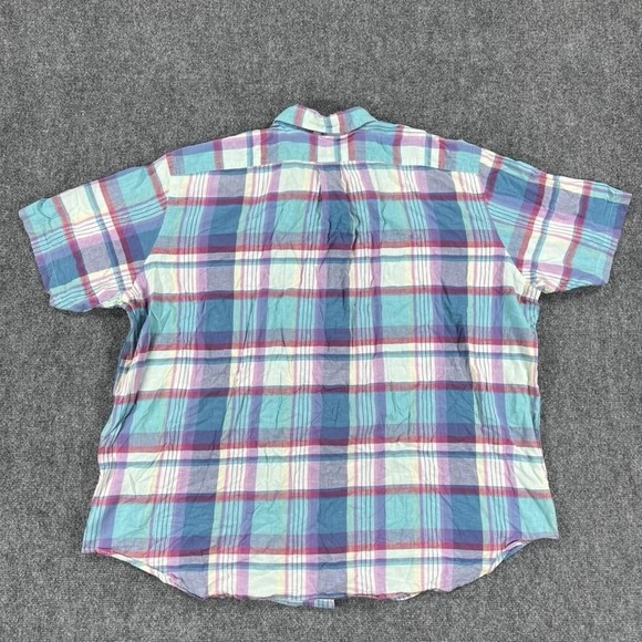 Ralph Lauren Shirt Mens Big 3X Blue Indian Madras Plaid Short Sleeve Cotton - Picture 4 of 15